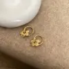 Wholesale 1 Pair Japanese Style Flower Plating Titanium Steel Drop Earrings
