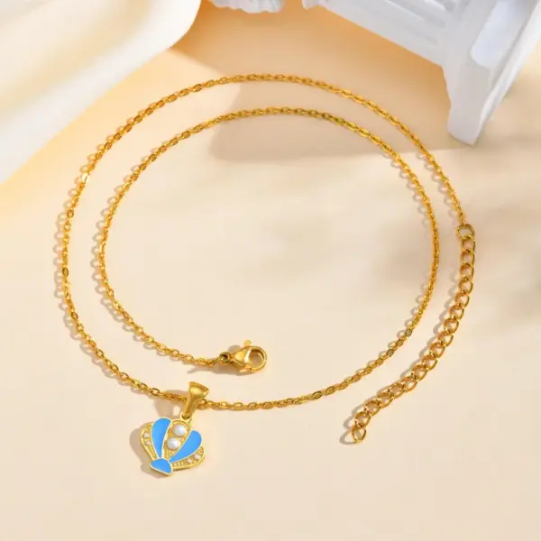 Wholesale PVD Coated Real Gold Plated 18K Gold Rainbow Crown Bow Knot 201 Stainless Steel IG Style Cartoon Style Cute Waterproof Non Tarnish 201 Stainless Steel Lobster Trigger Clasp Closure Pendant Necklace