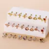Wholesale 316L Stainless Steel Copper Zircon Ear Cartilage Rings & Studs Geometric Waterproof Non Tarnish Surgical Steel Women'S