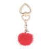 Wholesale mink fur love keychain elegant fur small pendant fur ball alloy love keychain