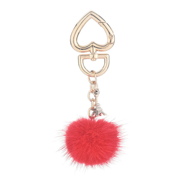 Wholesale mink fur love keychain elegant fur small pendant fur ball alloy love keychain