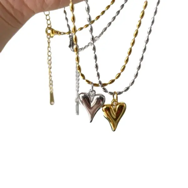Wholesale Jewelry Simple Style Heart Shape 304 Stainless Steel Titanium Steel Plating Pendant Necklace