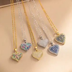 Wholesale PVD Coated Real Gold Plated Heart Shape 304 Stainless Steel Copper Elegant Lady Streetwear Waterproof Non Tarnish 304 Stainless Steel Pendant Necklace