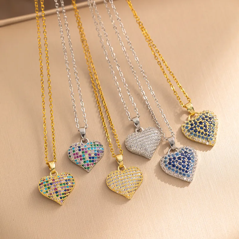 Wholesale PVD Coated Real Gold Plated Heart Shape 304 Stainless Steel Copper Elegant Lady Streetwear Waterproof Non Tarnish 304 Stainless Steel Pendan