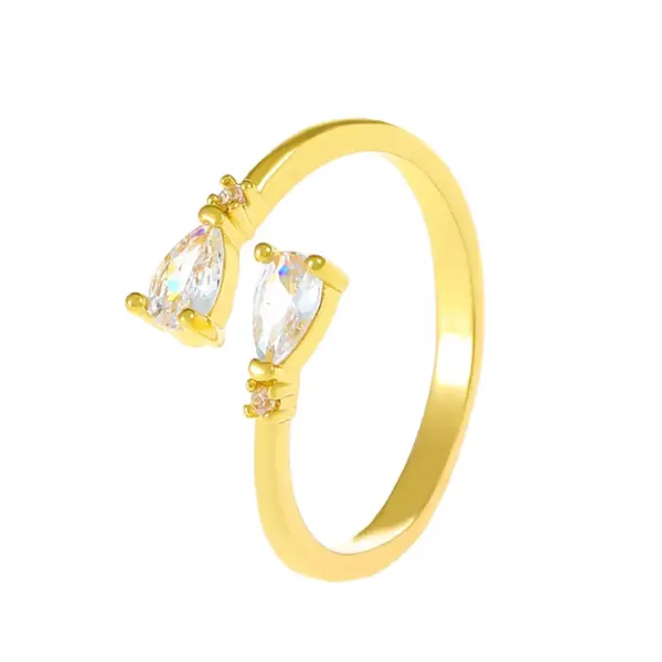 Wholesale Fashion Geometric Bow Knot Copper Rings Inlay Zircon Copper Rings
