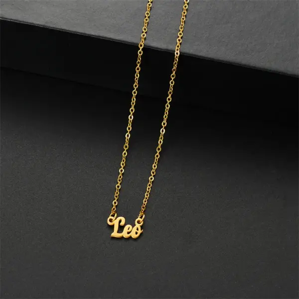 PVD Coated 18K Gold Real Plated Letter Constellation 201 Stainless Steel Basic Simple Style Commute Waterproof Non Tarnish Pendant Necklace