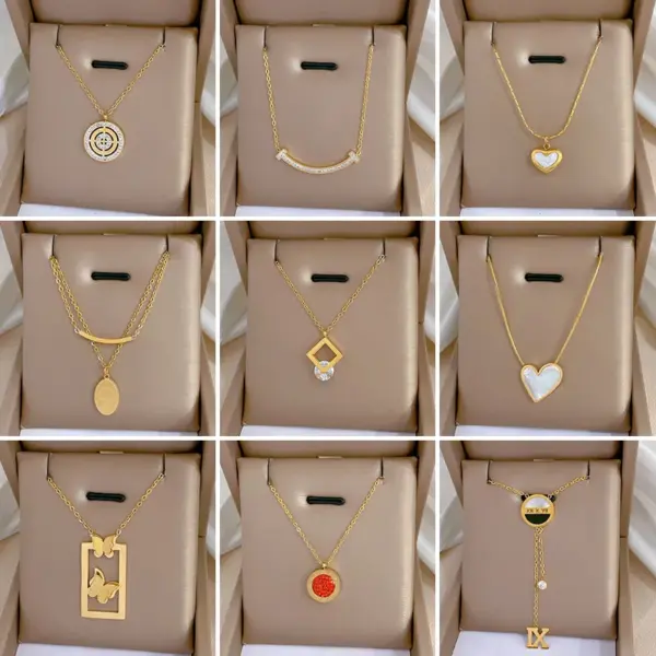 Fashion Geometric Titanium Steel Plating Pendant Necklace