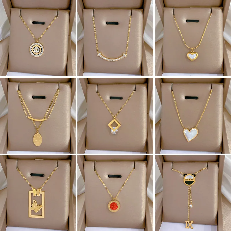 Wholesale Fashion Geometric Titanium Steel Plating Pendant Necklace