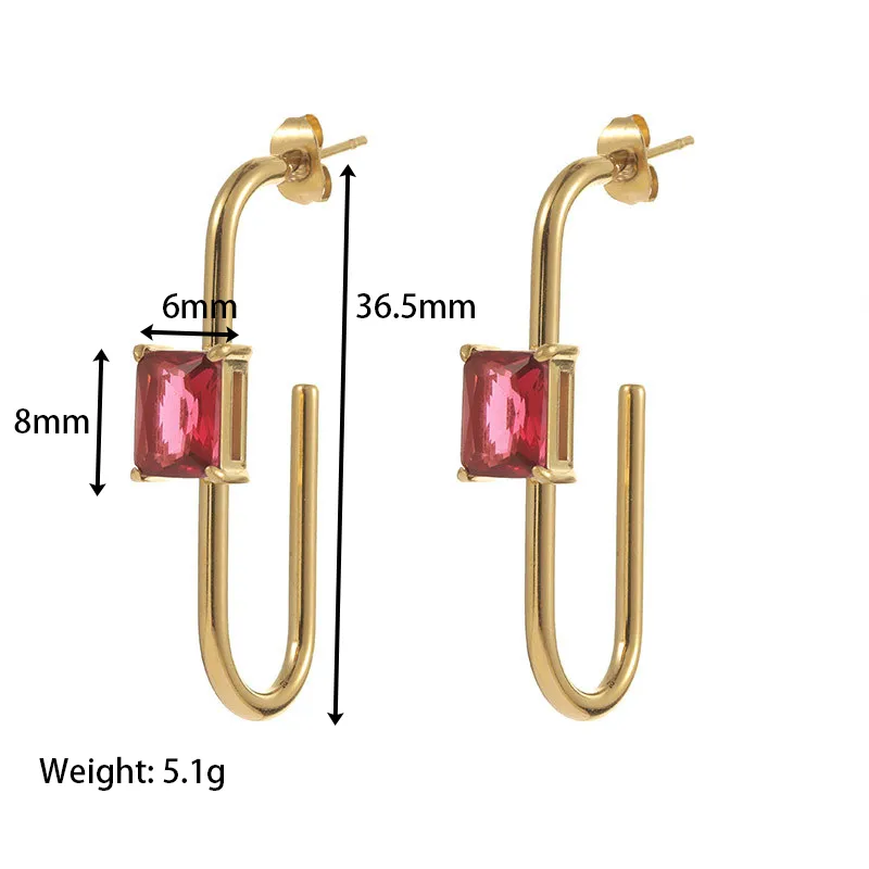 Wholesale PVD Coated 18K Gold Real Gold Plated Geometric 304 Stainless Steel Classic Style Waterproof Non Tarnish Earrings