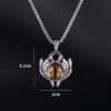 Retro Geometric Stainless Steel Inlay Artificial Gemstones Pendant Necklace 1 Piece