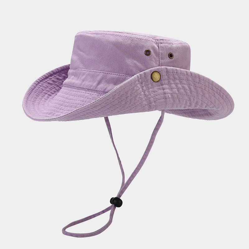 Wholesale Vintage Washed Cotton Patchwork Solid Color Wide-Brimmed Bucket Hat for Men and Women, Outdoor Sun Protection Sun Hat, Japanese Style Artist