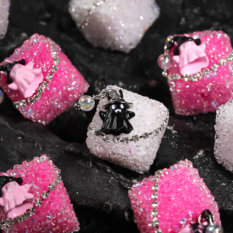 Wholesale ghost square diamond ball rhinestone sugar acrylic beads