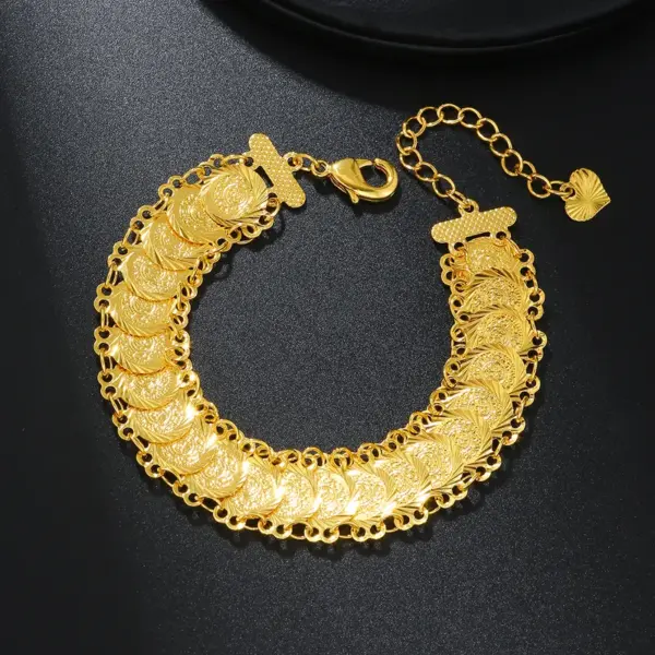 Wholesale Retro Roman Style Coin Copper Plating 18k Gold Plated Bracelets