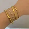 PVD Coated Real Gold Plated 16K White Heart Shape 304 Stainless Steel Casual Elegant Waterproof Non Tarnish Bracelets Bangle