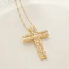 Wholesale Jewelry Commute Cross 201 Stainless Steel Glass Zircon Gold Plated Silver Plated Inlay Stainless Steel Necklaces