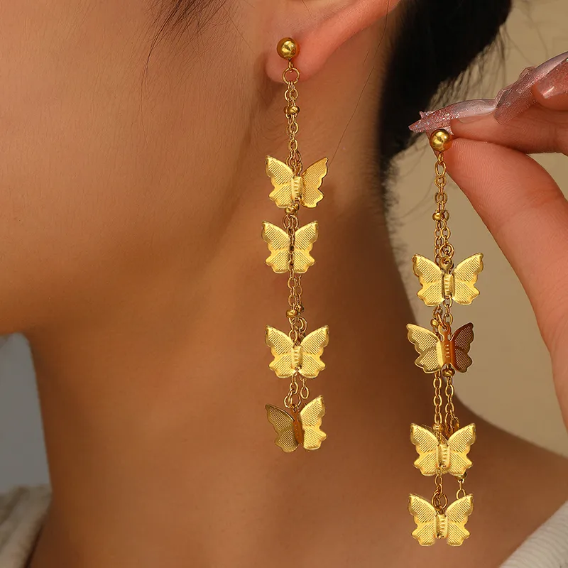 Wholesale 1 Pair IG Style Simple Style Artistic Butterfly 304 Stainless Steel op Earrings