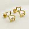 Wholesale PVD Coated Real Gold Plated 14K Gold Lips Flower Butterfly 304 Stainless Steel Simple Style Commute Waterproof Non Tarnish Ear Studs