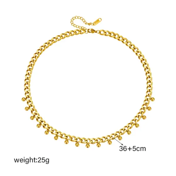 Wholesale PVD Coated 18K Gold Plated Geometric Ball 304 Stainless Steel Retro Simple Style Waterproof Non Tarnish 304 Stainless Steel Necklace
