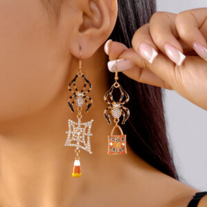 Pearl tassel asymmetric earrings