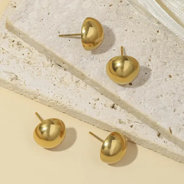 Wholesale PVD Coated Real Gold Plated Solid Color 304 Stainless Steel IG Style Simple Style Waterproof Non Tarnish Ear Studs