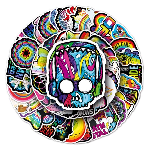 Wholesale 101 cartoon rainbow series graffiti cross-border tablet luggage scooter car waterproof decorative stickers