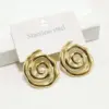 Wholesale 304 Stainless Steel Heart Shape Spiral Ion Plating (IP) Golden Plated Elegant Lady Commute Waterproof Non Tarnish Gold Ear Studs