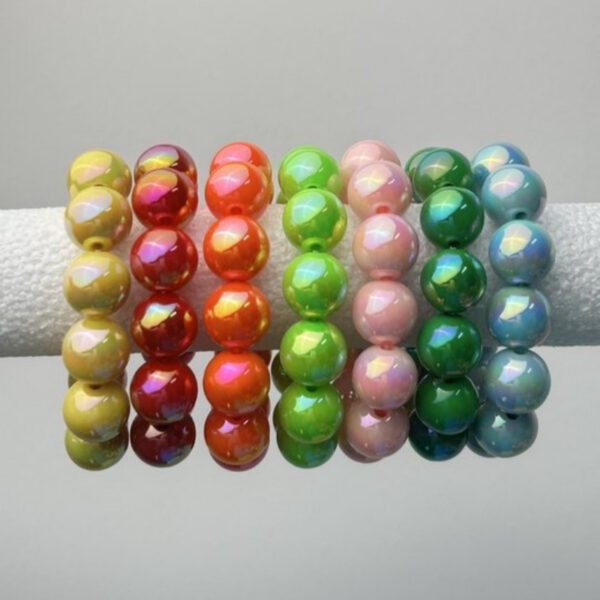 oly-854c4d6b55d6a44ef43137bfe19609de Wholesale Color-blocked laser beaded resin bracelet