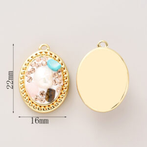 #284 18k gold gravel natural bead pendant