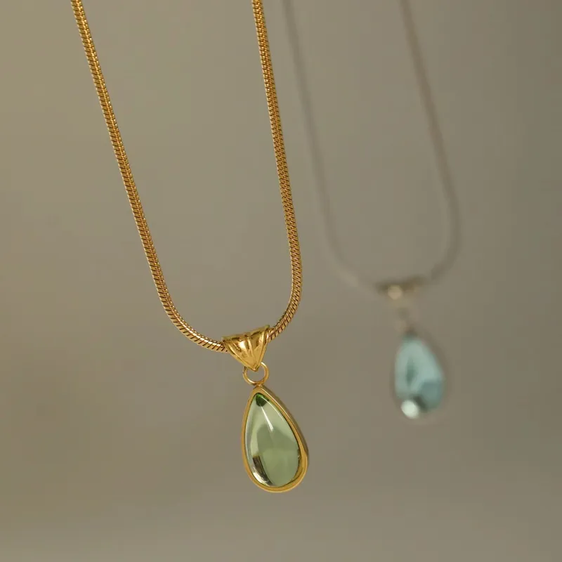 Wholesale Jewelry Simple Style Water oplets 304 Stainless Steel 18K Gold Plated PVD Coated Plating Snake Chain Necklace