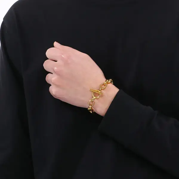 Wholesale PVD Coated 18K Gold Plated Geometric 304 Stainless Steel Simple Style Classic Style Waterproof Non Tarnish 304 Stainless Steel Bracelets
