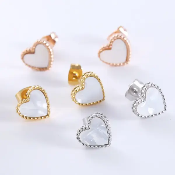 Wholesale 1 Pair Casual Simple Style Heart Shape Plating Inlay 304 Stainless Steel Acrylic Ear Studs