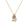 Wholesale Titanium Steel Copper Gold Plated Modern Style Classic Style Inlay Tulip Zircon Pendant Necklace