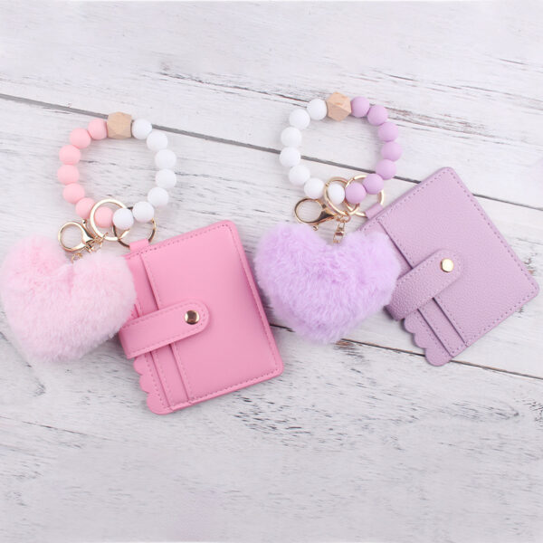 Wholesale New Cartoon Plush Love Card Bag Jewelry Beaded DIY Silicone Bracelet Handset Wallet Keychain Hanging
