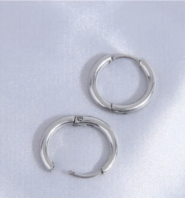 Wholesale 304 Stainless Steel Stainless Steel Round Simple Style Silver Hoop Earrings