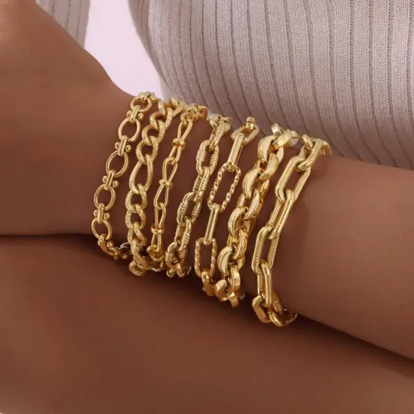 Wholesale PVD Coated Real Gold Plated 18K Gold Solid Color 304 Stainless Steel Simple Style IG Style Waterproof Non Tarnish 304 Stainless Steel Chain Bracelet