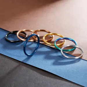 Wholesale Jewelry Fashion Round Titanium Steel 18K Gold Plated Polishing Stainless Steel Rings