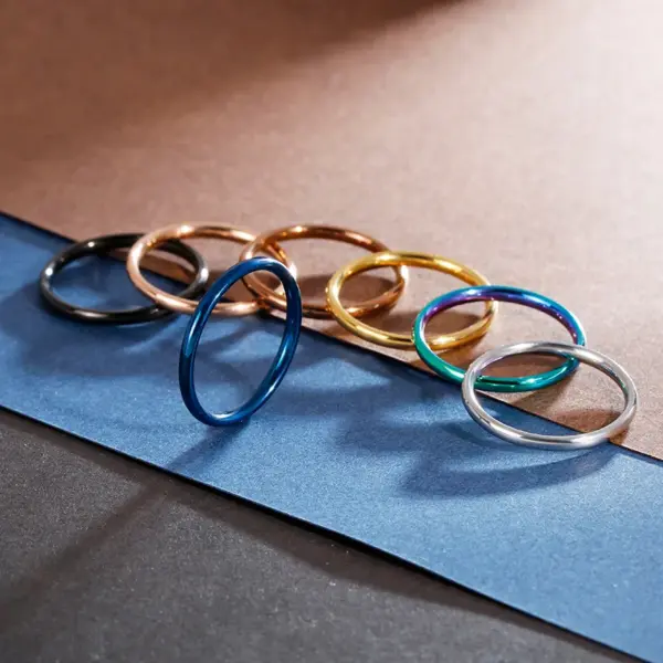 Wholesale Jewelry Fashion Round Titanium Steel 18K Gold Plated Polishing Stainless Steel Rings