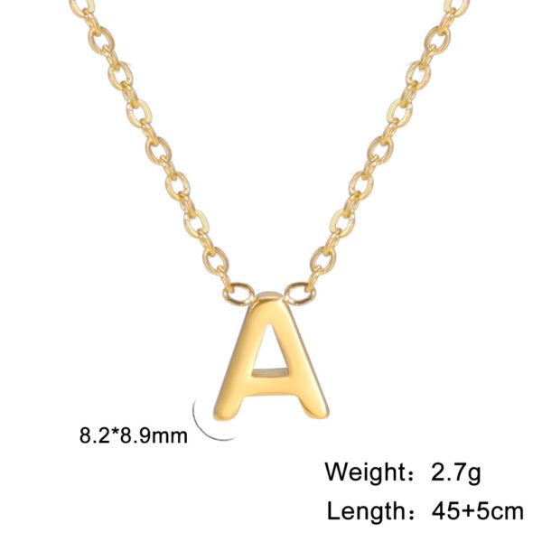 oly-85645adba71666261e17ceb847312fa9 Wholesale welding 26 letters gold 18K gold plating does not fade jewelry 304 stainless steel necklace