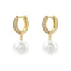 Wholesale 1 Pair Casual Elegant Round Plating Inlay Copper Pearl Zircon 18K Gold Plated Drop Earrings