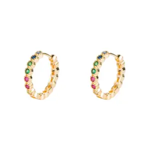 Wholesale Fashion Geometric Inlaid Zircon Alloy Artificial Gemstones Copper Earrings