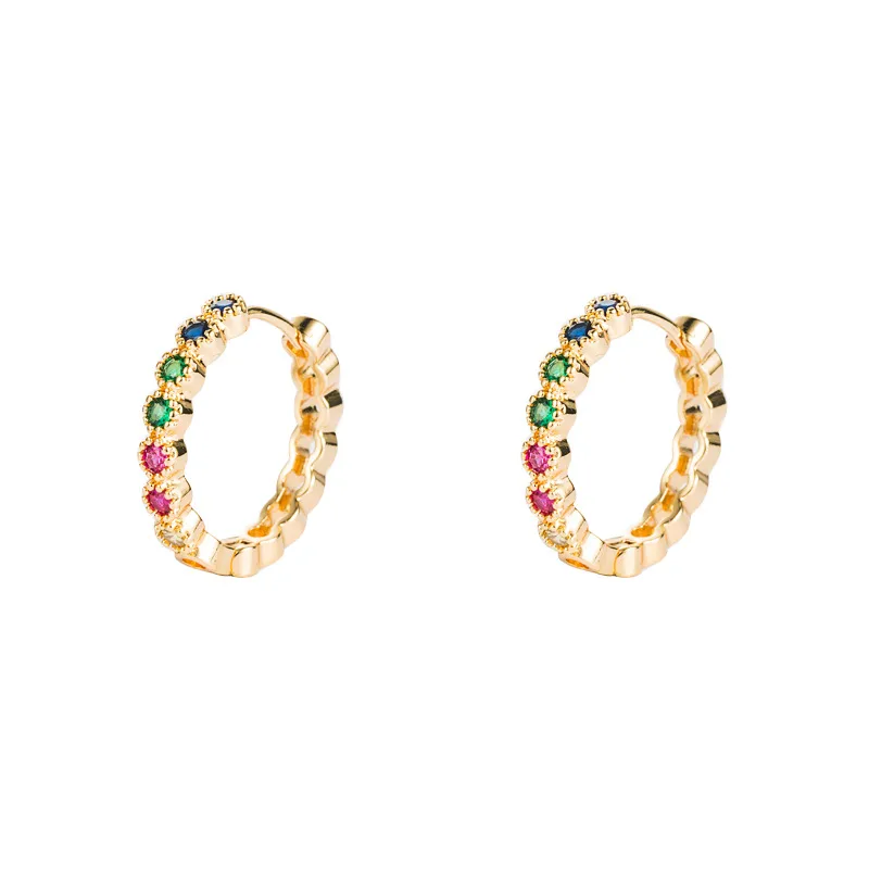 Wholesale Fashion Geometric Inlaid Zircon Alloy Artificial Gemstones Copper Earrings