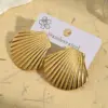 Wholesale 1 Pair/Package Casual Modern Style Simple Style Sector Shell Handmade Polishing Plating 201 Stainless Steel Imitation Gold Earrings