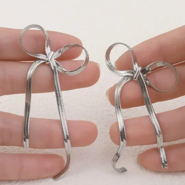 Wholesale 304 Stainless Steel Bow Knot Electroplating Golden Plated Elegant Sweet Waterproof Non Tarnish Gold Silver Ear Studs