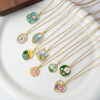 Wholesale Cross-Border Rose Oil Painting High-End Necklace Pearl Colorful Simple Clavicle Chain Stainless Steel 18K Gold Plated Necklace for Women
