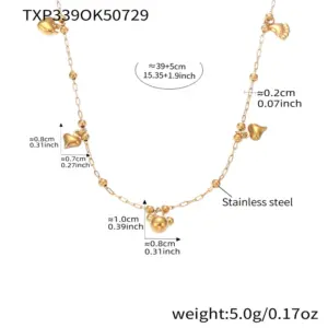 TXP339-Gold Bear Necklace 39 5cm