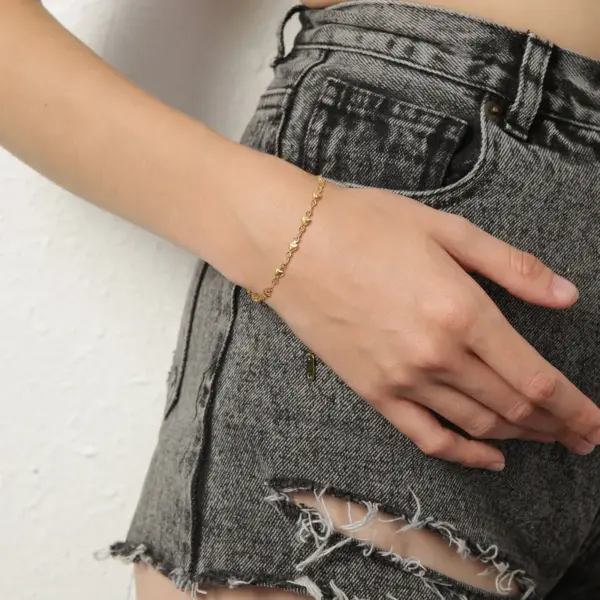 Wholesale PVD Coated Real Gold Plated 18K Gold Cross 201 Stainless Steel INS Style Simple Style Waterproof Non Tarnish 201 Stainless Steel Bracelets