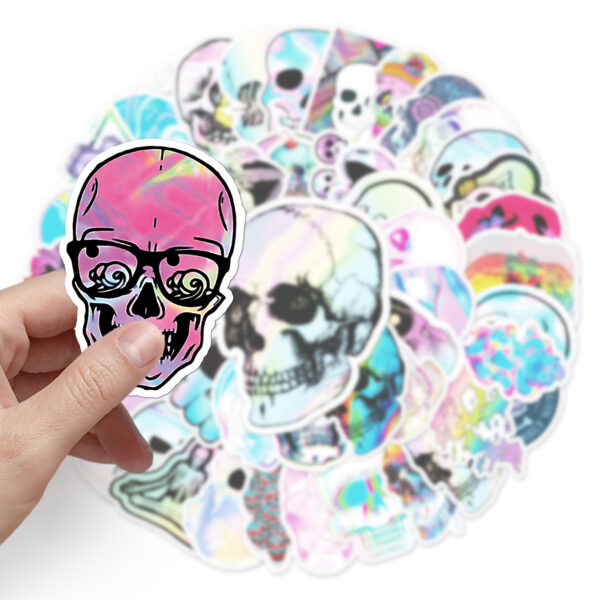 Wholesale 50 Skull Graffiti Laser Horror Trend Creative Sticker