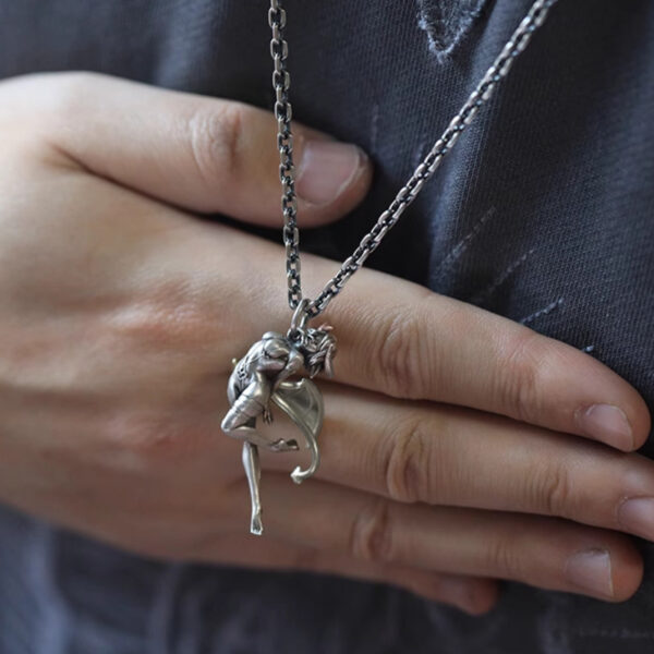 oly-857ab4f0b73ecac72cb66c4ba54af0f3 Wholesale Vintage Necklace Women's Men and Women's Niche Design Demon Angel Necklace Light Luxury All-match High-end Long Woolen Chain