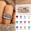 Wholesale European and American cross-border hot selling Mother's Day 12-color birthday stone three-piece combination stacked ring lettering personalized fashion jewelry