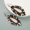 Wholesale Leopard Leather Earrings Distinctive Alloy Set with Big Turquoise Long Banquet Earrings
